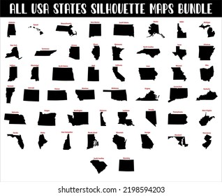 ALL USA STATE SILHOUETTE MAPS