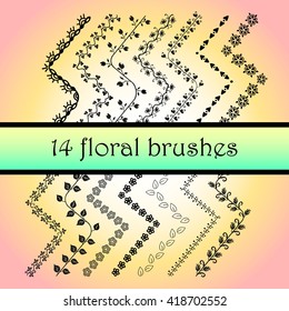 All used pattern brushes are included in brush palette. 14 Vector Decorative Scribble Paintbrushes with Inner and Outer Corners. Hand Drawn Ink Brushes. Stock vector
