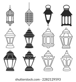All Vector Ramadan lamp silhouettes