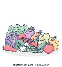 All vegetables illustration design of vector.