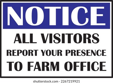 All visitors report to farm office sign vector, all visitors report to office sign vector eps