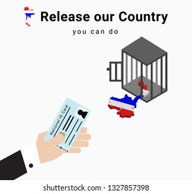 all voter or constituency in suit exchange ID card at polling station and the map is released from the cage, the illustration and vector to show Campaigning for election day in Thailand