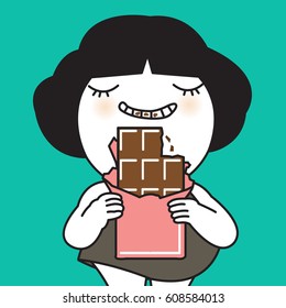 All I Want Is A Chocolate Bar Bigger Than My Head Concept Card Character illustration