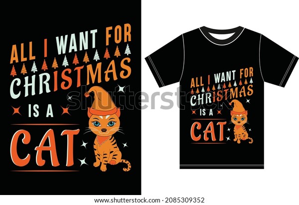 all-want-christmas-cat-christmas-tshirt-stock-vector-royalty-free