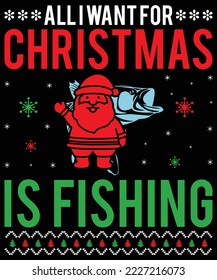 all i want for christmas is fishing design