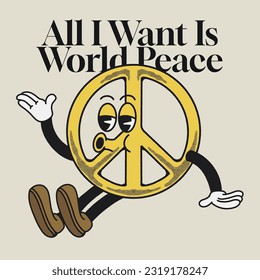 All I Want is World Peace With Peace Groovy Character Design