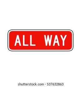 All way stop sign. Vector illustration