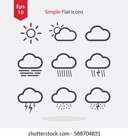 All Weather Flat Icons. Simple Signs Of Applications. Vector Illustrated Symbols.