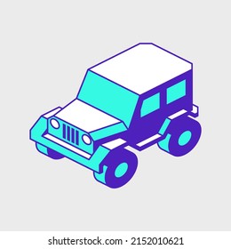 All Wheel Drive SUV Isometric Vector Icon Illustration