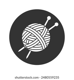 All of wool yarn and knitting needles icon black color vector flat sign