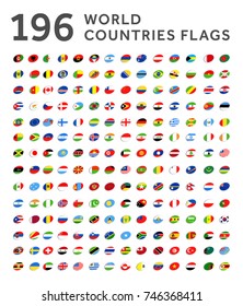 All world countries vector illustration ellipse flags set