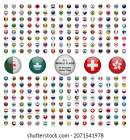 All World Flags, 3D Rounded Vector Flags.