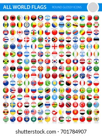 All World Flags - Round Glossy Vector Icons