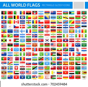 All World Flags - Vector Rectangle Glossy Icons