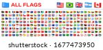 All World Flags - Vector Tag Label Flat Icons. 2020 versions of flags