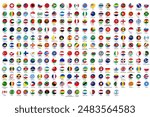 All world vector flags vector collection isolated on white background.