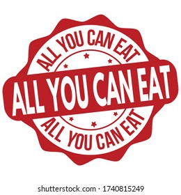 All you can eat sign or stamp on white background, vector illustration