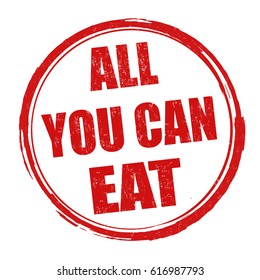 All you can eat sign or stamp on white background, vector illustration