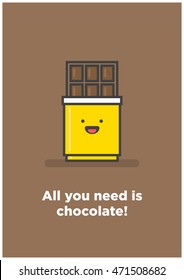 All You Need Is Chocolate! (Line Art Vector Illustration in Flat Style Design)