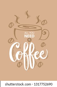 All you need is coffee. Typography poster