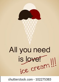 All you need is ice cream card in vintage style.