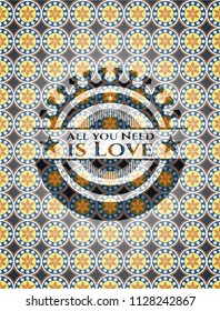 All you Need is Love arabic emblem. Arabesque decoration.