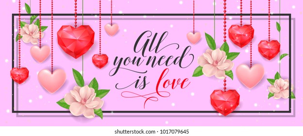 All You Need Is Love Banner with Hearts