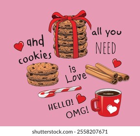 All You Need Is Love And Cookies - Valentine's Day t shirt design, sticker  and more