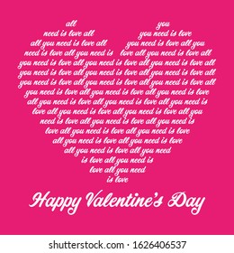 All you need is love heart pattern. Valentine's day card design.