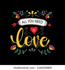 All you need is love. Motivational quote.