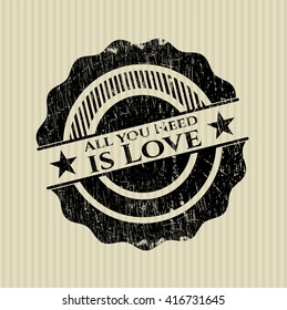 All you Need is Love rubber grunge stamp