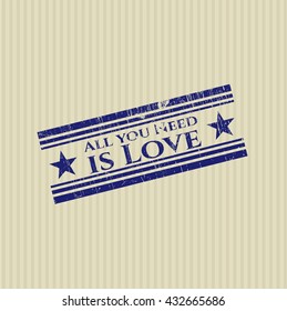 All you Need is Love rubber seal with grunge texture