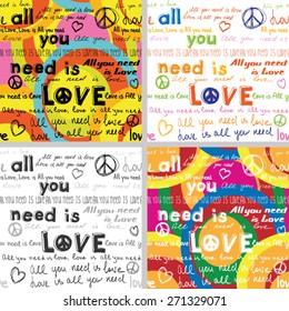 All You Need Is Love(Set of 4 Seamless Backgrounds with Hand Written Text)