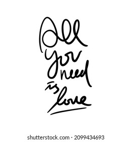 all you need is time vector Handwritten text on isolated white baground vector hand written lettering
