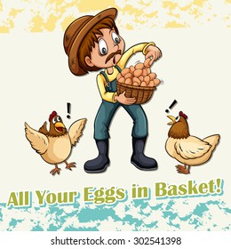 All your eggs in basket idiom illustration