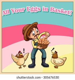 All your eggs in basket illustration