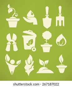 all for your gardening, icon and emblem set
