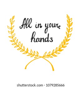 All in your hands. Retro template for web design. Vector illustration.