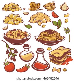 all for your pasta, vector ingredient collection for you spaghetti menu