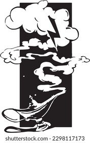 Alladin's lamp making clouds and thunder