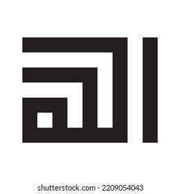 Allah Arabic calligraphy black and white typography in kufi style. Perfect for design element. 