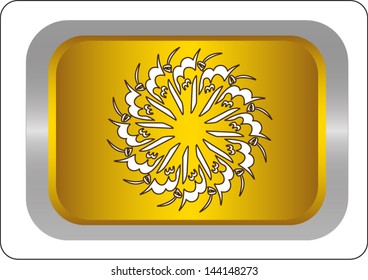 Allah in golden square calligraphy style isolated on white background