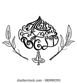 Allah Knows Best. Hand Lettered Quote. Modern Calligraphy. Faithful slogan and quote for religious cards and prints
