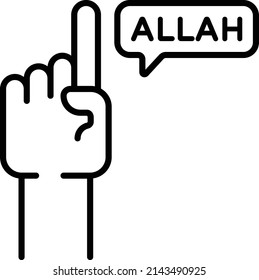 Allah is One Finger vector line icon Design, Ramazan and Eid al-Fitr Symbol, Islamic and Muslims fasting Sign, Arabic holidays celebration stock illustration, The one and only God in Islam Concept,