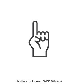 Allah is one gesture line icon. linear style sign for mobile concept and web design. Hand with One Finger Pointing Up outline vector icon. Symbol, logo illustration. Vector graphics