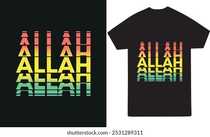 Allah text T-shirt design illustration