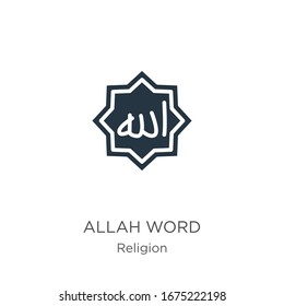 Allah word icon vector. Trendy flat allah word icon from religion collection isolated on white background. Vector illustration can be used for web and mobile graphic design, logo, eps10