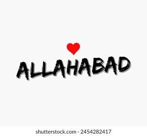 Allahabad text design, vector template, typography designs: for prints, posters, cards, t shirt, coffee mug hoodies etc. 