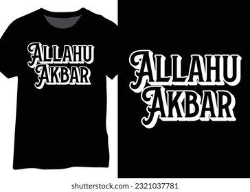 Allahu Akbar Typography Word, Muslim Motivational Quotes