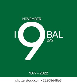 Allama Muhammad Iqbal 9th November - National Poet of Pakistan - Quote of iqbal in english. Vector Illustration